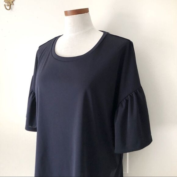 Eloquii Navy Blue Ruffle sleeve pullover top - Picture 3 of 6